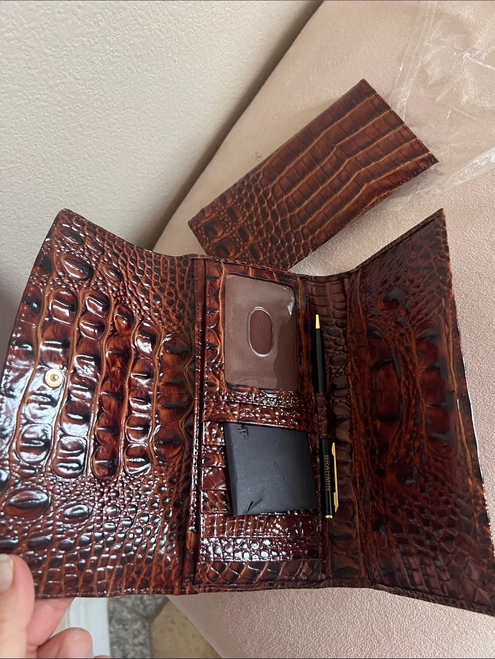 Brahmin Checkbook Pecan Melbourne